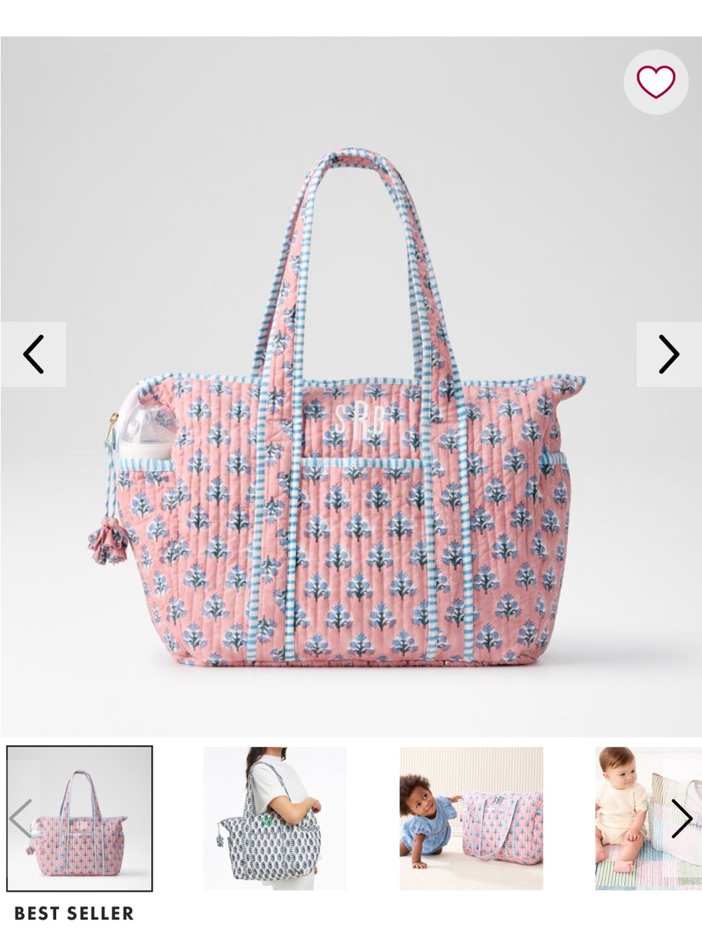 Mark & Graham Quilted Diaper Bag Customized  w/ “Grace”